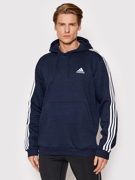 adidas adidas Džemperis ar kapuci Essentials Fleece 3-Stripes GK9073 Tumši zils Regular Fit