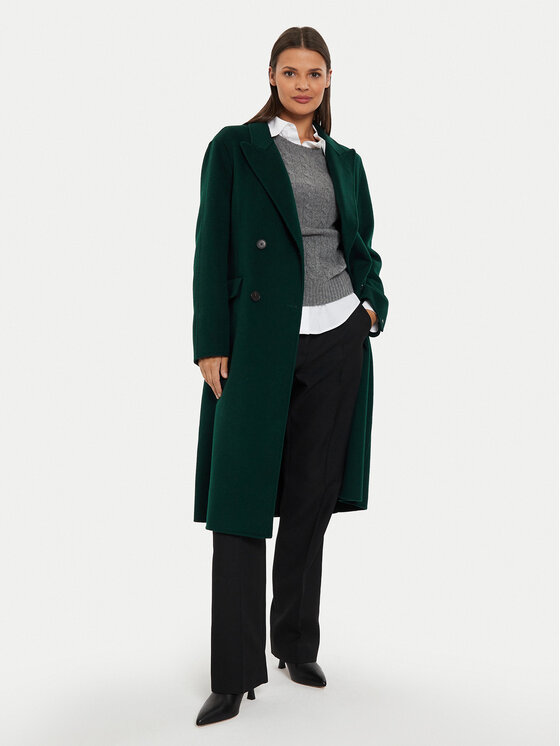 Tommy Hilfiger Tommy Hilfiger Gyapjú kabát WW0WW42621 Zöld Regular Fit