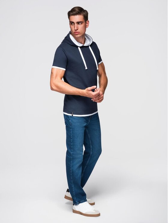 Ombre Ombre T-Shirt OM-TSCT-0256 Granatowy Regular Fit