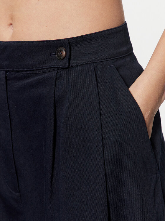 Tommy Hilfiger Tommy Hilfiger Pantaloni di tessuto WW0WW38596 Blu scuro Wide Leg