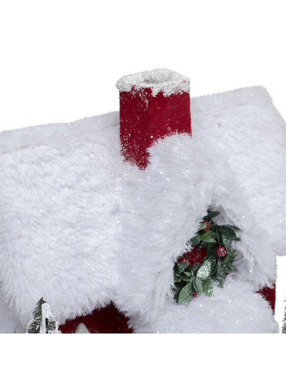 MIAhome MIAhome Figurka Dekoracja świąteczna - domek Świętego Mikołaja 25 cm Czerwony