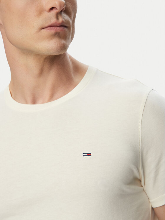 Tommy Jeans Tommy Jeans Marškinėliai DM0DM04411 Kreminė Slim Fit