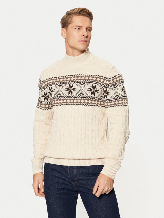 Selected Homme Selected Homme Bluză cu gât 16081554 Écru Regular Fit