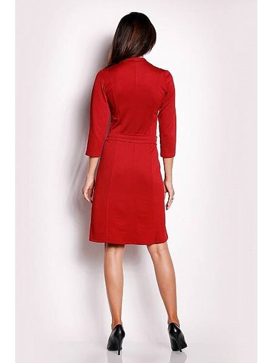 Awama Awama Sukienka dzianinowa A151 Bordowy Basic Fit