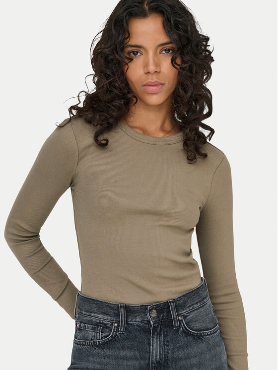 ONLY ONLY Μπλουζάκι Val 15371305 Καφέ Regular Fit