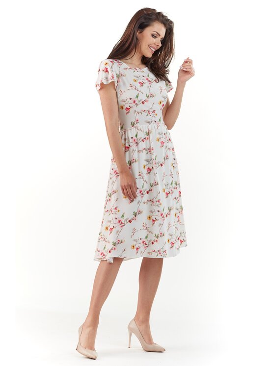 Awama Awama Sukienka letnia A218 Kremowy Basic Fit