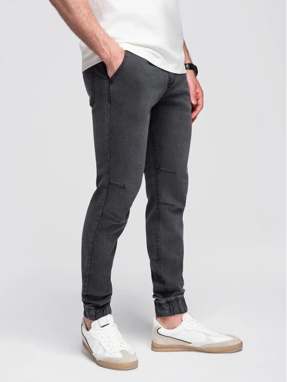 Ombre Ombre Jeansy OM-PADJ-0267 Szary Jogger Fit