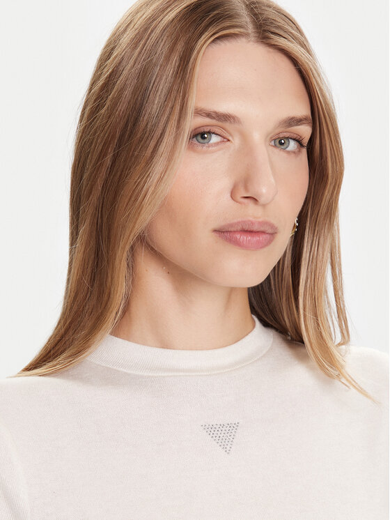 Guess Guess Marškinėliai W5BP07 KCGM2 Écru Slim Fit
