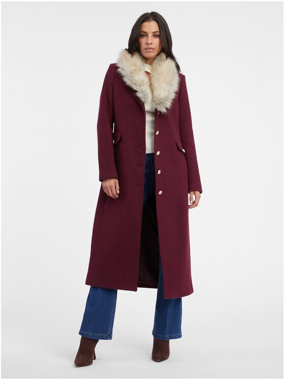 Orsay Orsay Płaszcz 830288451000__40 Bordowy Straight Fit