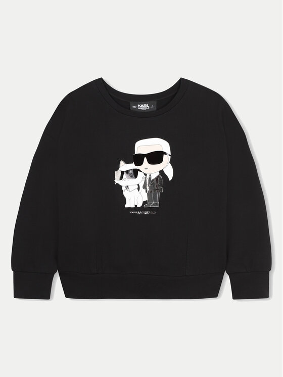 Karl Lagerfeld Kids Džemperis ar kapuci Z30225 S Melns Regular Fit