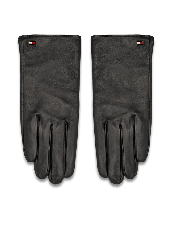 Mănuși de Damă Tommy Hilfiger Essential Flag Leather Gloves AW0AW15360 Negru