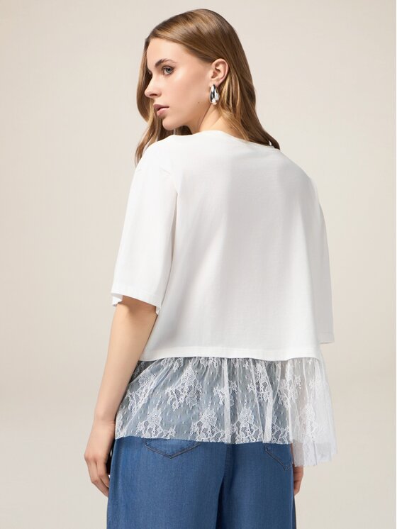 Oltre Oltre T-Shirt G395J004185N011 Biały Boxy Fit