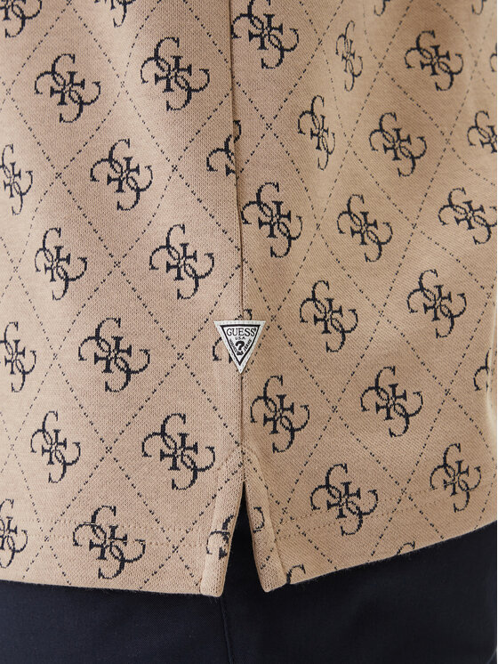 Guess Guess Тениска с яка и копчета M6GP04 K3073 Бежов Regular Fit