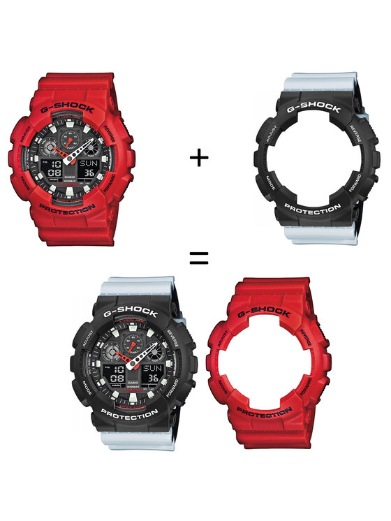 Casio Casio Zegarek SET GA-100B-4AER + BEZEL 10508136 + PASEK 10527469 Biały
