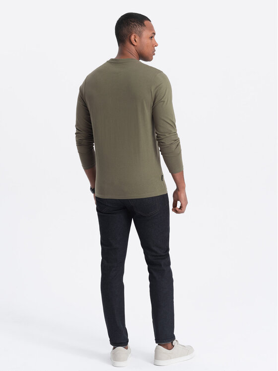 Ombre Ombre Longsleeve OM-LSBL-0108 Zielony Classic Fit