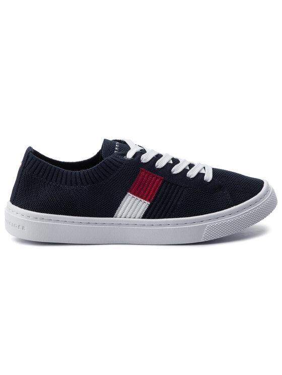 Tommy Hilfiger Tommy Hilfiger Sneakers aus Stoff Knitted Flag Light Sneaker FW0FW04150 Dunkelblau