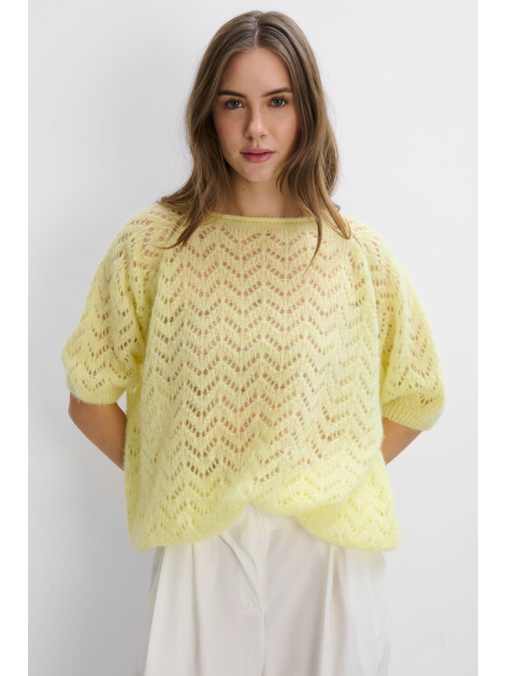 Fobya Fobya Sweter F2109 Żółty Basic Fit