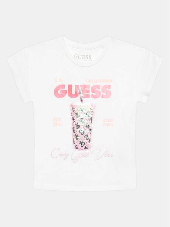 Guess Majica K4GI24 K6YW4 Bela Regular Fit