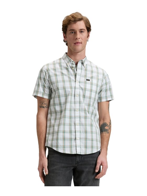 Lee Lee Koszula SS BUTTON DOWN Biały Regular Fit