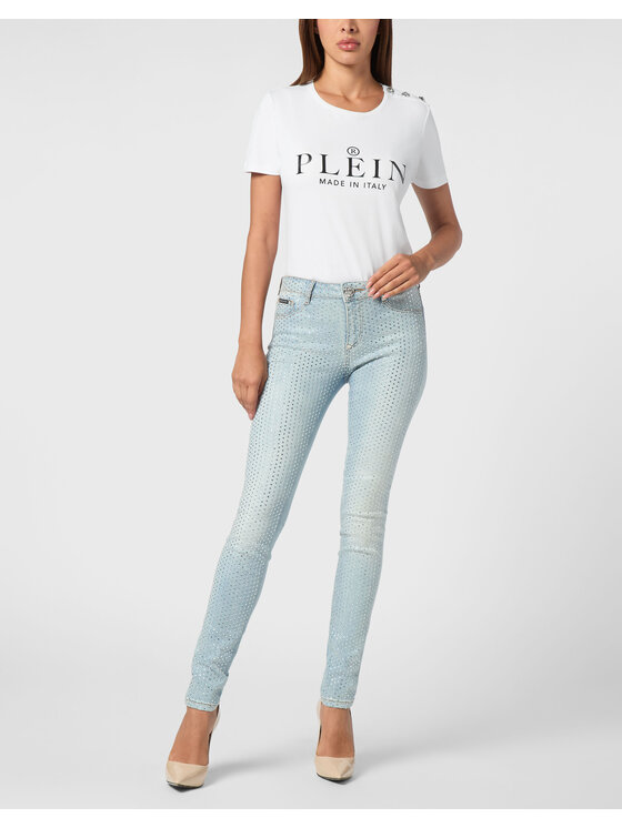 PHILIPP PLEIN PHILIPP PLEIN Jegginsy 21707 Niebieski jasny Jegging Fit