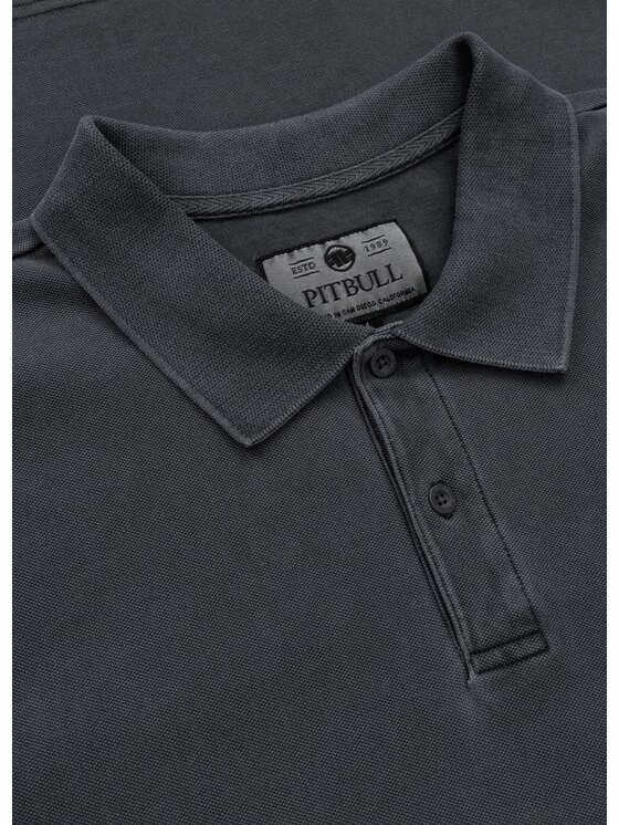 PITBULL PITBULL T-Shirt Koszulka Polo Denim Washed Pique SMALL LOGO XL Szary Regular Fit