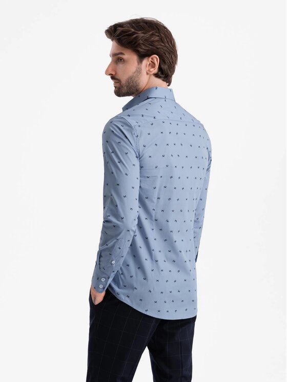 Ombre Ombre Koszula OM-SHCS-0156 Błękitny Regular Fit