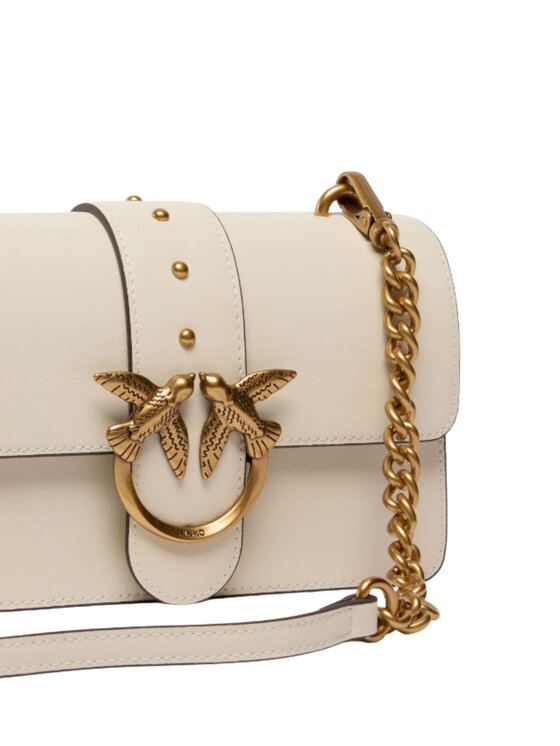 PINKO PINKO Σάκος borsa in pelle liscia nera Μπεζ