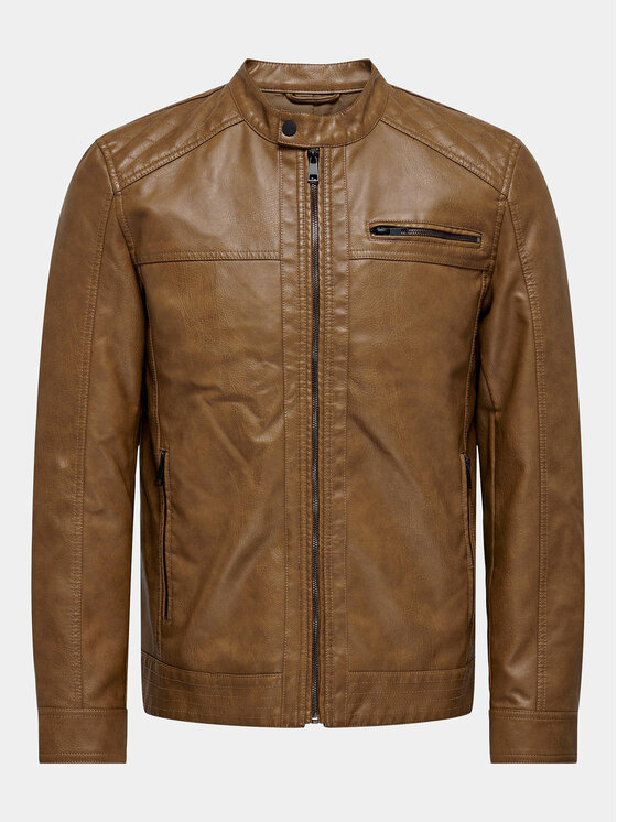 Only & Sons Only & Sons Kurtka z imitacji skóry Al. 22011975 Brązowy Regular Fit