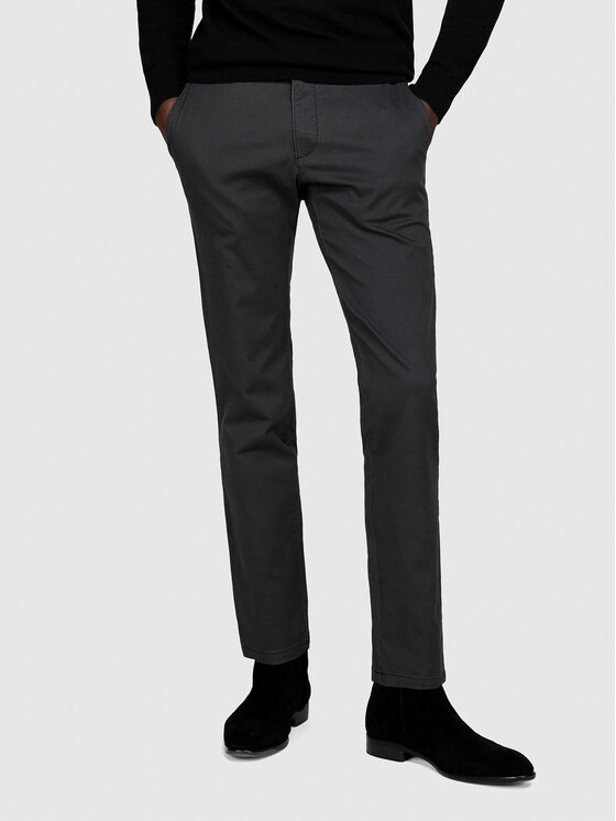 Sisley Bavlnené nohavice 4QUXSF02X Sivá Slim Fit