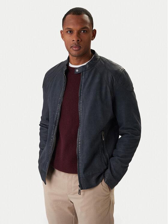 Milestone Milestone Giacca di pelle Nevio 612203 60780 Blu scuro Regular Fit