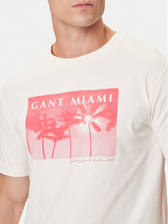 Gant Gant T-krekls 2003342 Écru Regular Fit