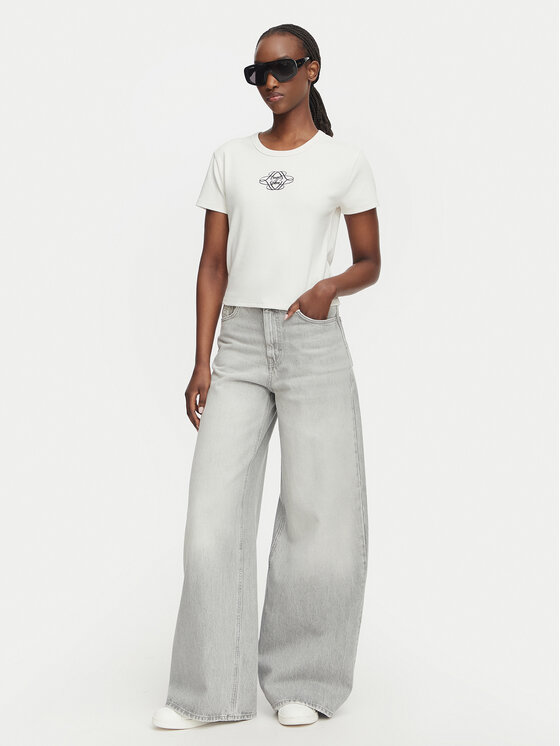 HUGO HUGO T-Shirt Delanor_4 50570857 Bílá Cropp Fit