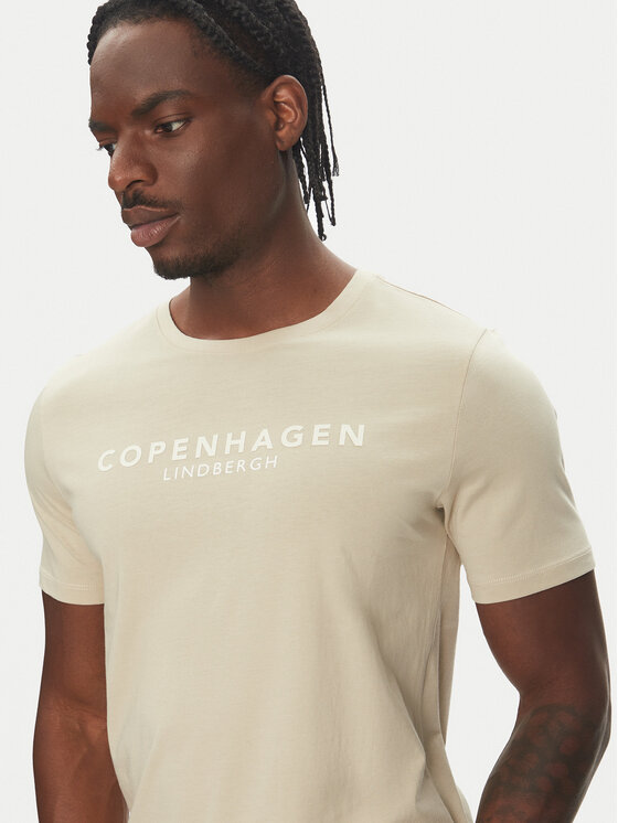 Lindbergh Lindbergh T-Shirt 30-400200 Beżowy Relaxed Fit