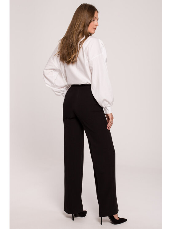 Makover Makover Spodnie damskie K114 Czarny Regular Fit