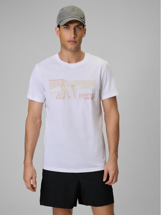 4F 4F T-Shirt BEACHWEAR Biały Regular Fit