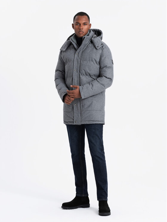 Ombre Ombre Parka OM-JALJ-0217 Szary Regular Fit
