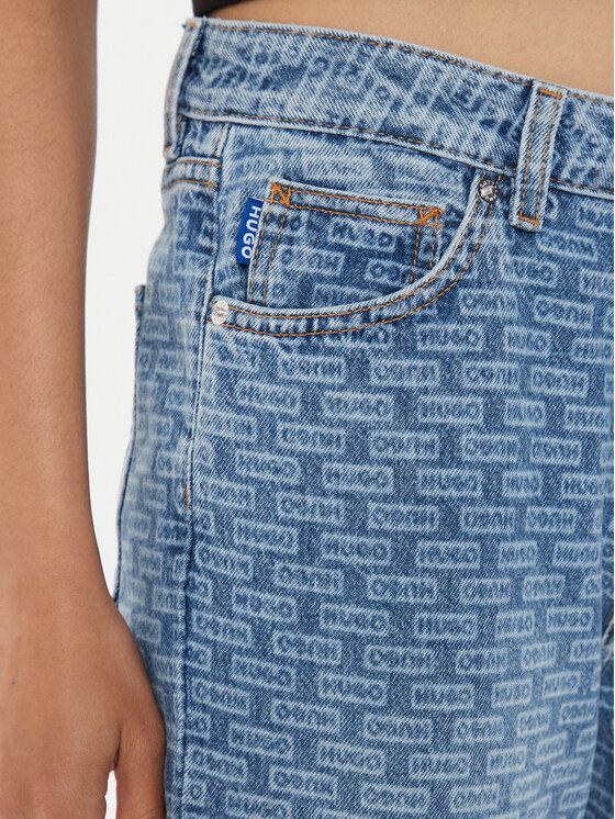 HUGO Hugo Jeans hlače 50514131 Modra Straight Fit