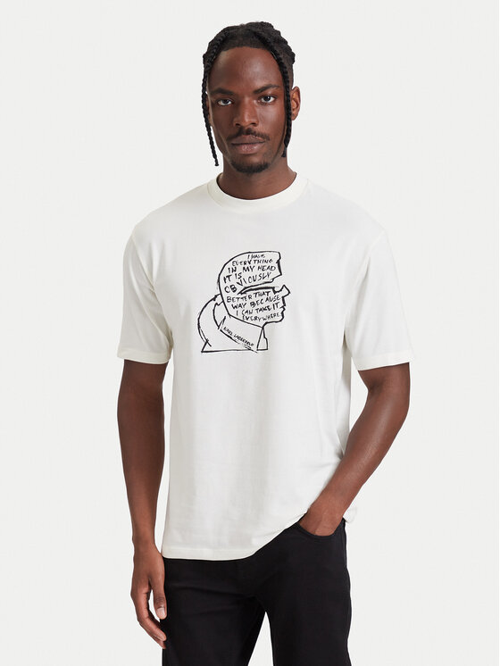 KARL LAGERFELD KARL LAGERFELD T-Shirt 755151 564235 Kremowy Loose Fit