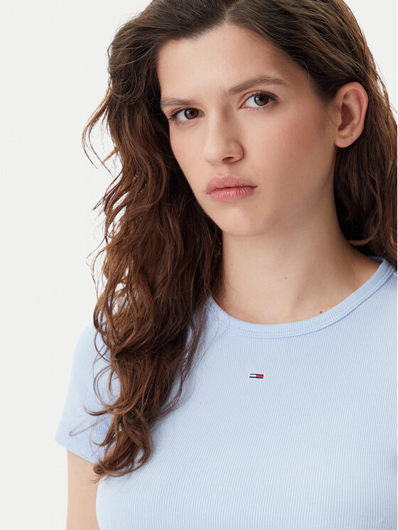 Tommy Jeans Tommy Jeans T-Shirt Essential DW0DW17383 Błękitny Slim Fit