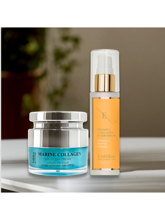 Erthskin London Erthskin London Kolagen Morski SPF50 Krem na Dzień 50ml +WITAMINA C + SERUM KOLAGEN-ELIXIR 60ML Krem na dzień i na noc