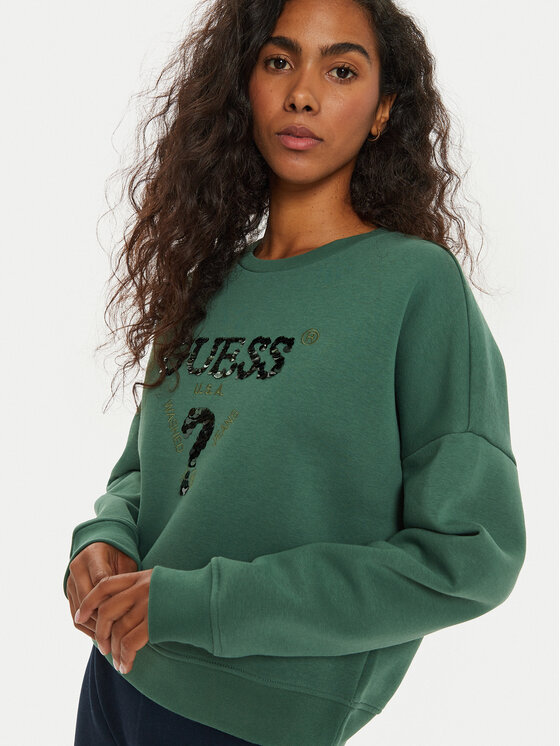Guess Felpa V4BQ11 KCHX0 Verde Regular Fit Modivo