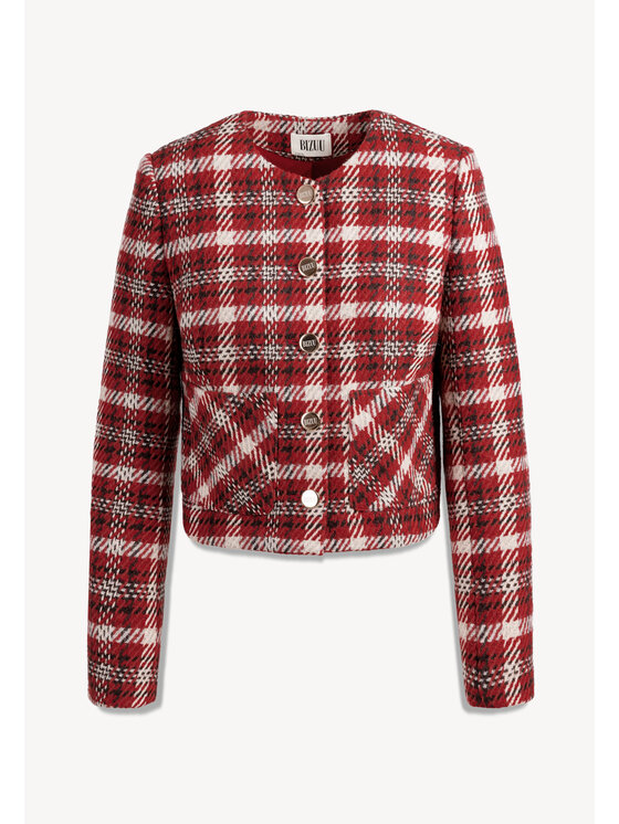BIZUU BIZUU Marynarka SANANY CHECKED BLAZER Czerwony Standard Fit