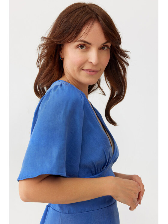 Lunedi Lunedi Sukienka codzienna Romatica Maxi z Tancelu i Wiskozy Indigo Niebieski Regular Fit