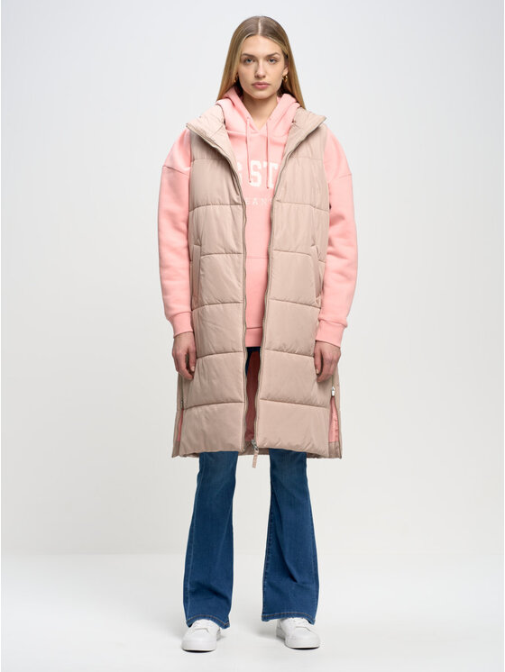 BIG STAR BIG STAR Bezrękawnik NEMUNA_801_130 Beżowy Basic Fit