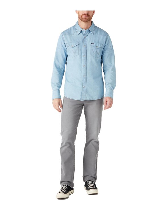 Wrangler Wrangler Koszula W5MSC3X4E_4XL Niebieski Regular Fit