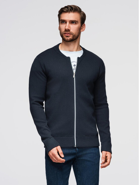 Ombre Ombre Kardigan OM-SWZS-0146 Granatowy Regular Fit