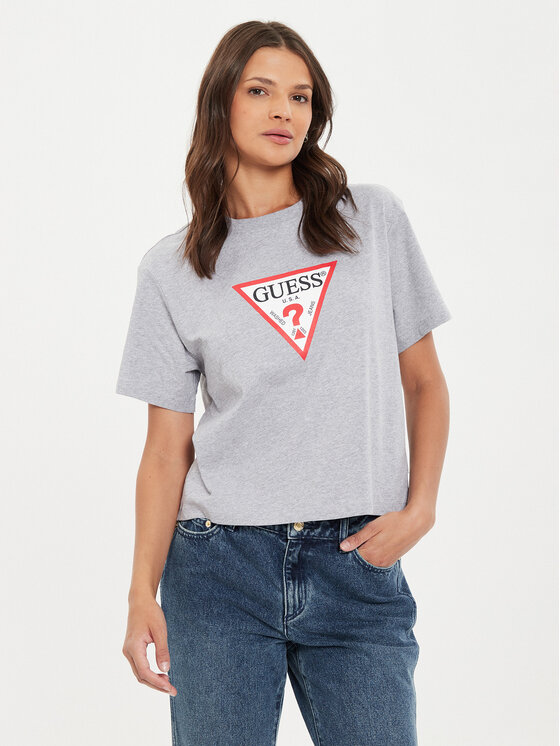 Guess Jeans Guess Jeans Tričko W4YI73 K8HM0 Sivá Boxy Fit