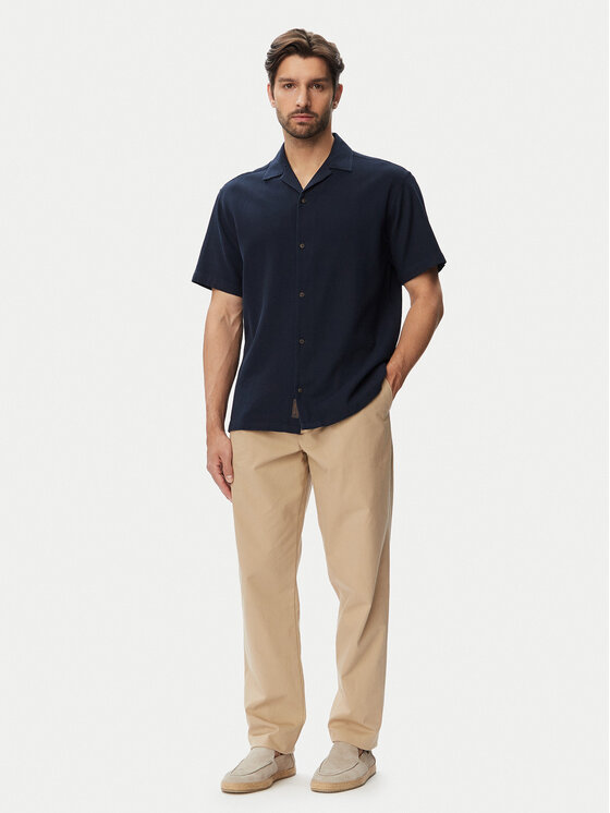 Jack & Jones Jack & Jones Риза Global Waffle Resort 12295551 Тъмносин Relaxed Fit