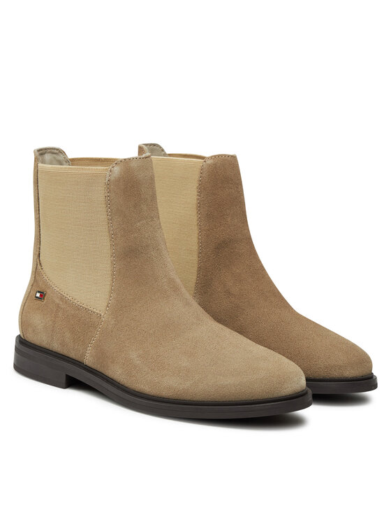 Tommy Hilfiger Tommy Hilfiger Боти тип челси Flag Suede Low Chelsea FW0FW08176 Бежов