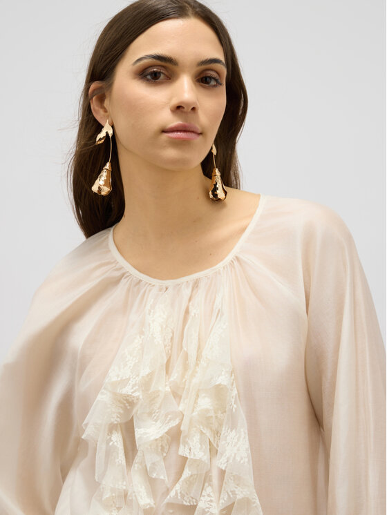 Oltre Oltre Blusa 2498J000741N021 Bianco Regular Fit